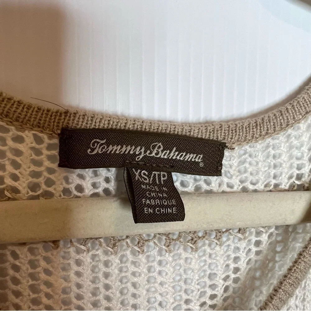 TOMMY BAHAMA Linen and Cotton‎ Blend Striped Knit Coverup Sweater. Size XS
